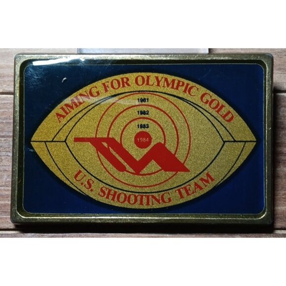 Los Angeles 1984 US Olympic Shooting Team Brass Belt Buckle California 3.4" x 2" - Picture 2 of 8
